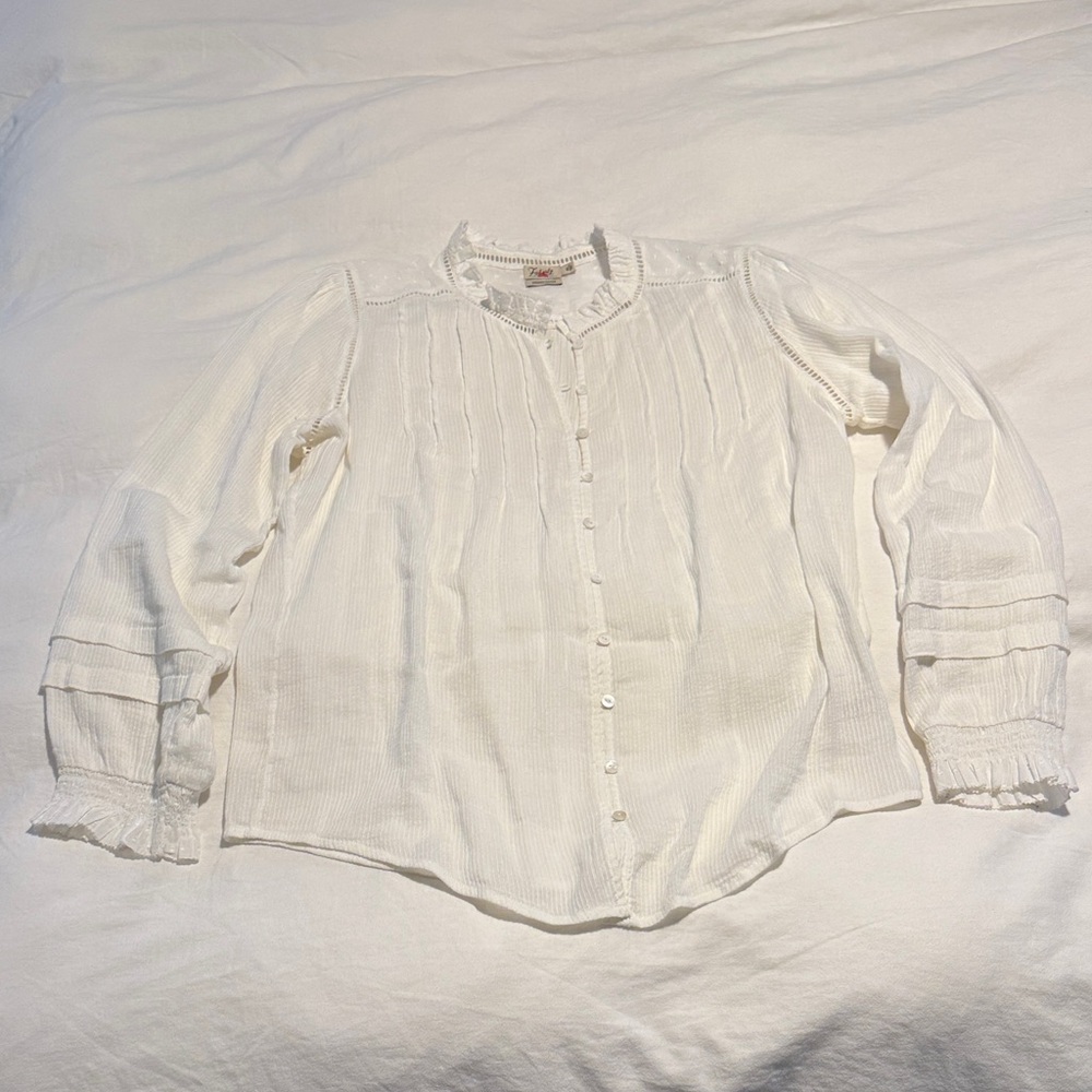 Faherty Willa White Button Down Shirt